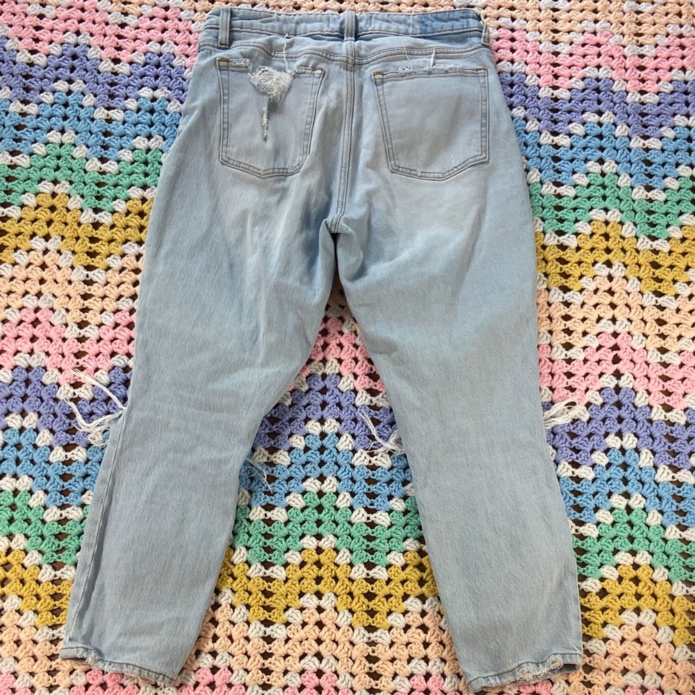 Abercrombie Fitch tapered High Rise Distressed Light Blue Women Jeans curve Love - Picture 8 of 16